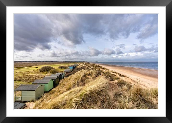 Brancaster beach and beach huts Framed Mounted Print by Gary Pearson