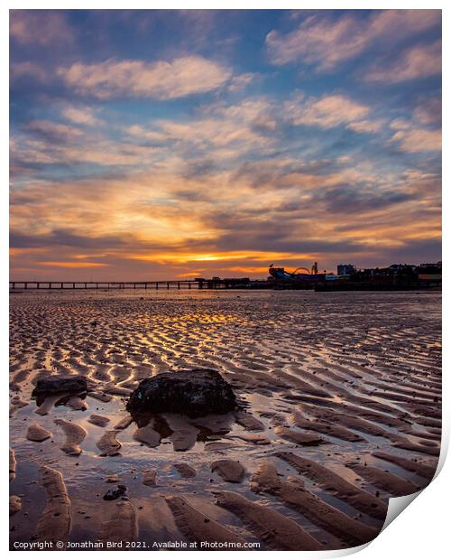 Sunset on Southend-on-Sea Print by Jonathan Bird