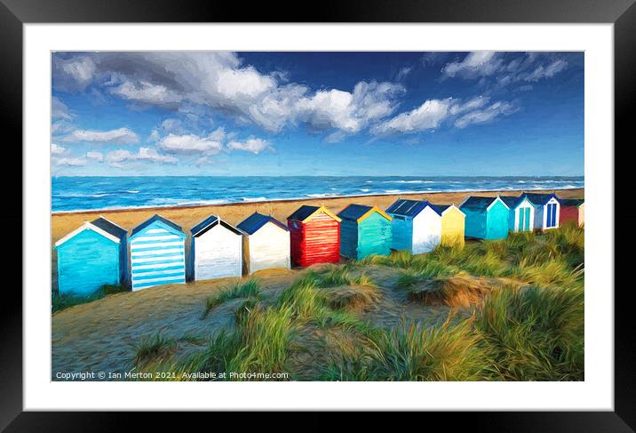 Southwold beach huts Framed Mounted Print by Ian Merton