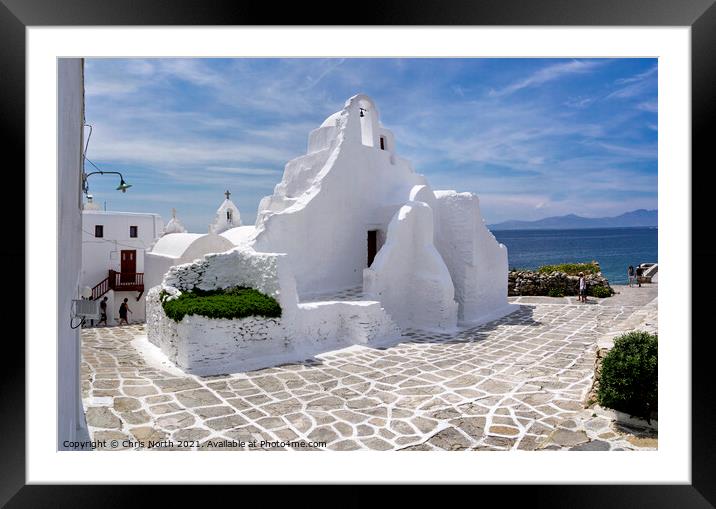 The Church of Panagia Paraportiani in Mykonos. Framed Mounted Print by Chris North