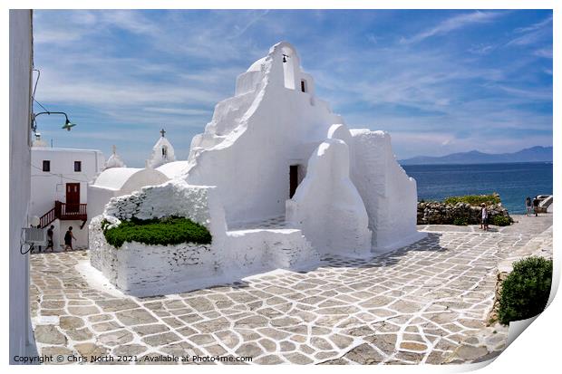 The Church of Panagia Paraportiani in Mykonos. Print by Chris North