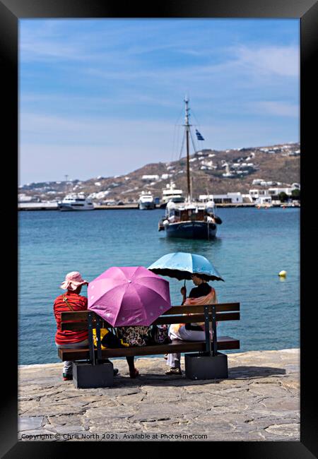Mykonos harbour. Framed Print by Chris North