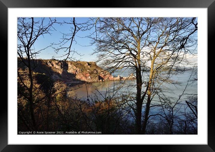 Approaching Ansteys Cove along the coast path Framed Mounted Print by Rosie Spooner