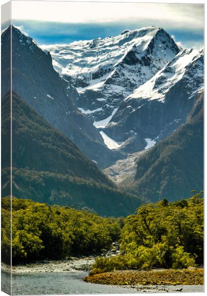 Snow Topped Mountain, New Zealand Canvas Print by Mark Llewellyn