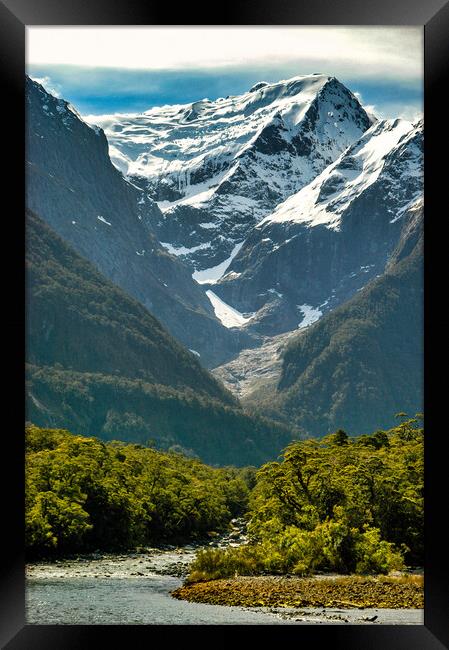 Snow Topped Mountain, New Zealand Framed Print by Mark Llewellyn