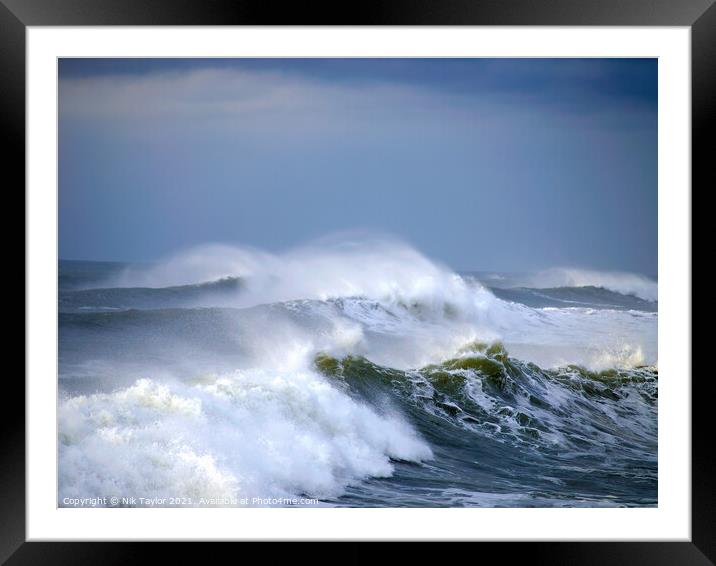 Cornish stormy sea Framed Mounted Print by Nik Taylor