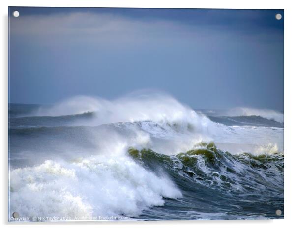 Cornish stormy sea Acrylic by Nik Taylor