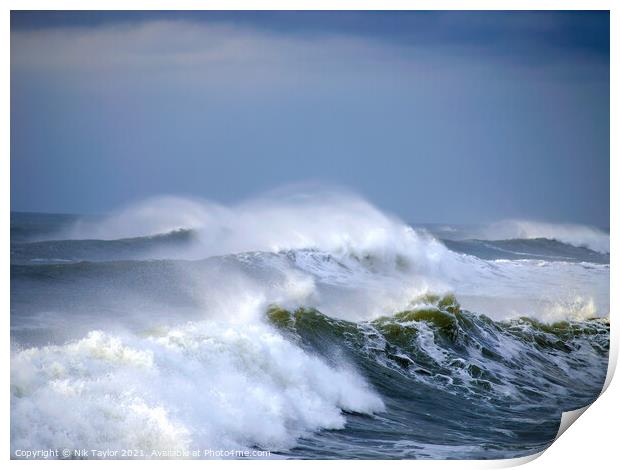 Cornish stormy sea Print by Nik Taylor