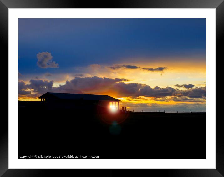Sunset at the Bude cricket club. Framed Mounted Print by Nik Taylor