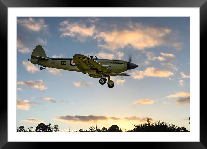 Spitfire, flying airplane,flying spitfire,  Framed Mounted Print by kathy white