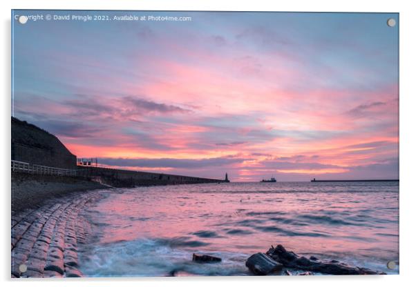Tynemouth Pier Sunrise Acrylic by David Pringle