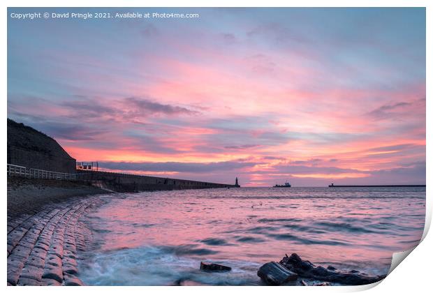 Tynemouth Pier Sunrise Print by David Pringle