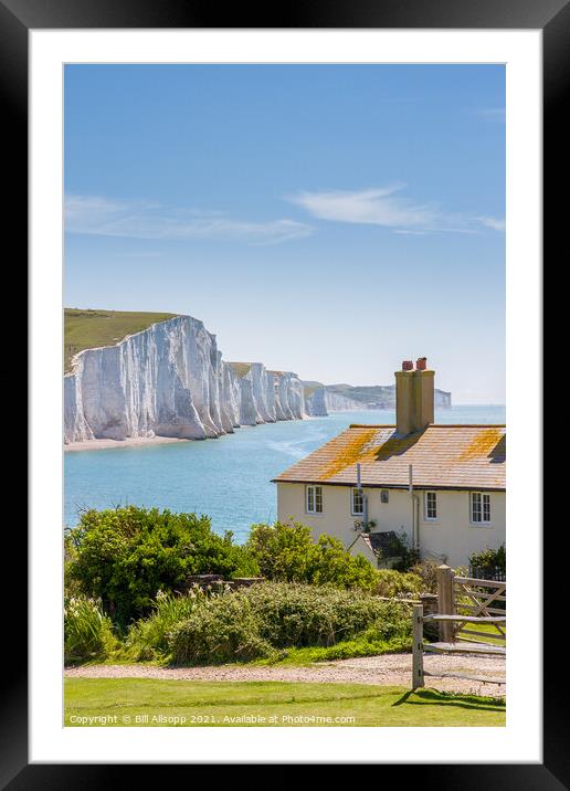 The Seven Sisters and Coastguard Cottages Framed Mounted Print by Bill Allsopp