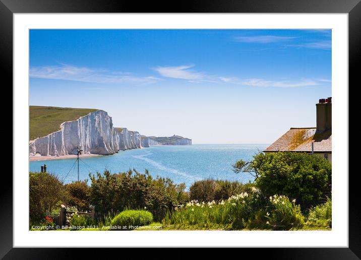 The Seven Sisters and Coastguard Cottages Framed Mounted Print by Bill Allsopp
