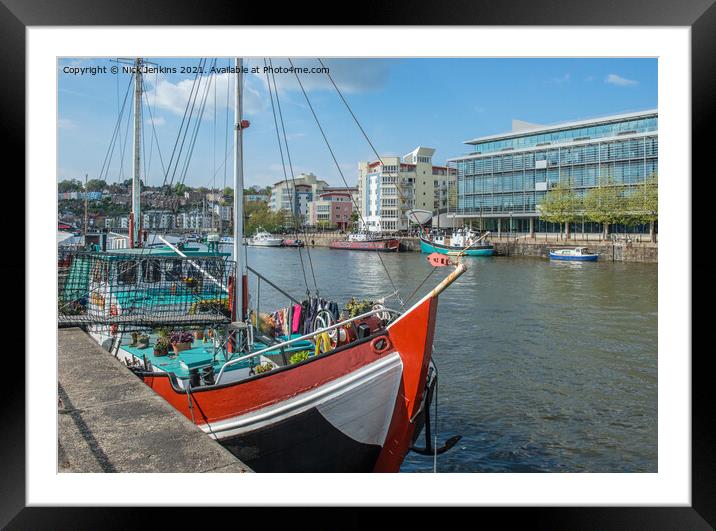 Bristol Floating Harbour with moored boats  Framed Mounted Print by Nick Jenkins