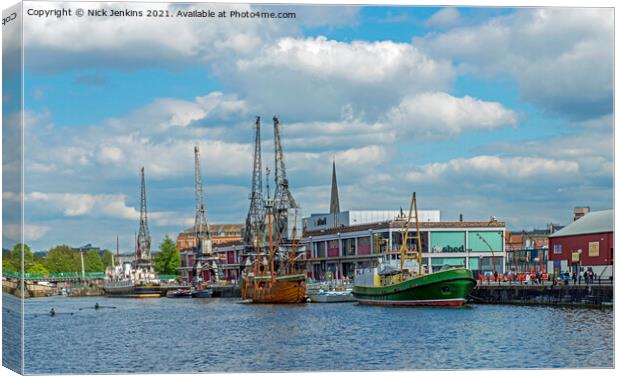 Bristol Floating Harbour showing the M Shed and mo Canvas Print by Nick Jenkins