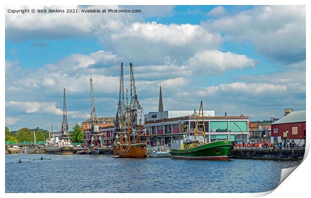 Bristol Floating Harbour showing the M Shed and mo Print by Nick Jenkins