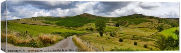 Panoramic view of the Derbyshire Peak District Canvas Print by Terry Senior