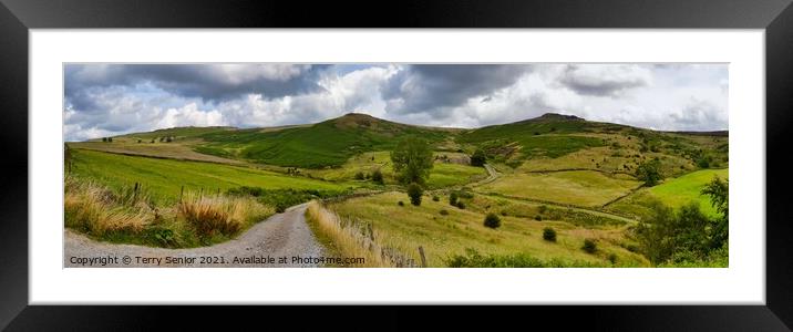 Panoramic view of the Derbyshire Peak District Framed Mounted Print by Terry Senior