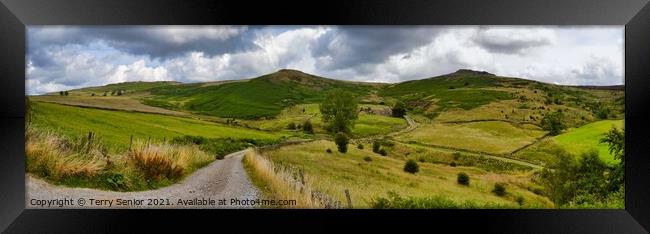 Panoramic view of the Derbyshire Peak District Framed Print by Terry Senior