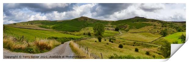 Panoramic view of the Derbyshire Peak District Print by Terry Senior