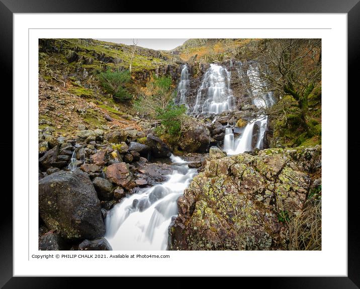 Langdale waterfall  near Stickle tarn in the lake district 308  Framed Mounted Print by PHILIP CHALK