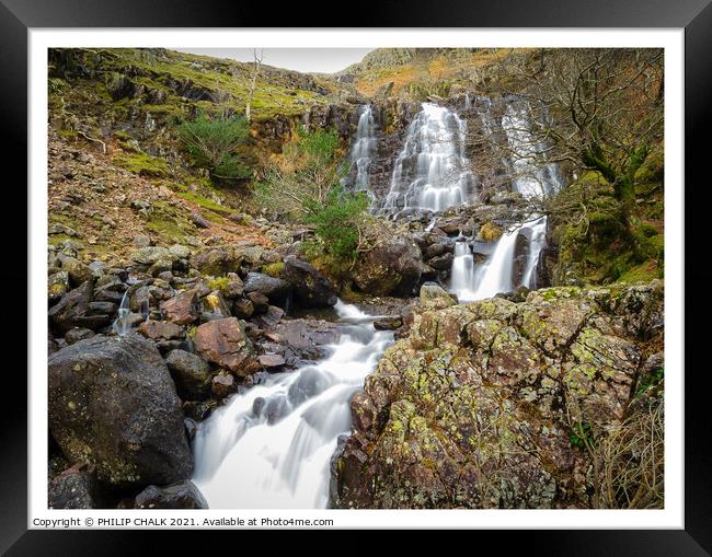 Langdale waterfall  near Stickle tarn in the lake district 308  Framed Print by PHILIP CHALK