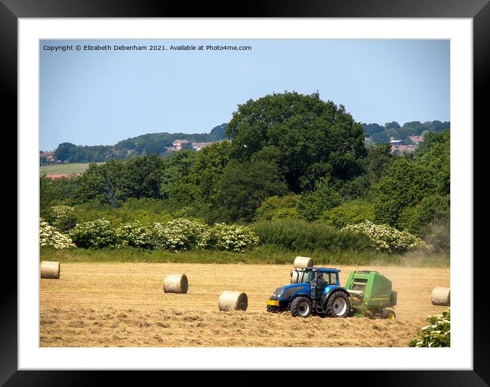 Tractor and Baler in Early Summer Framed Mounted Print by Elizabeth Debenham
