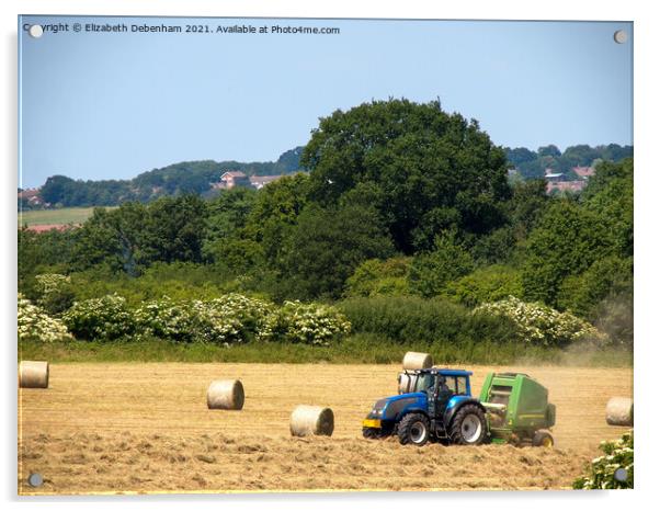 Tractor and Baler in Early Summer Acrylic by Elizabeth Debenham