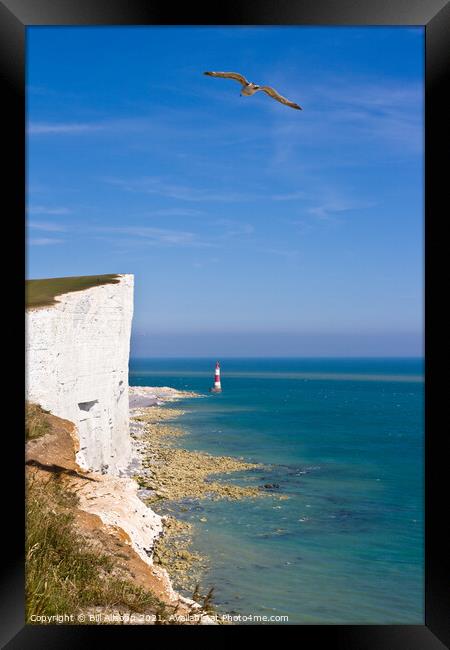 Beachy Head Cliffs and lighthouse Framed Print by Bill Allsopp