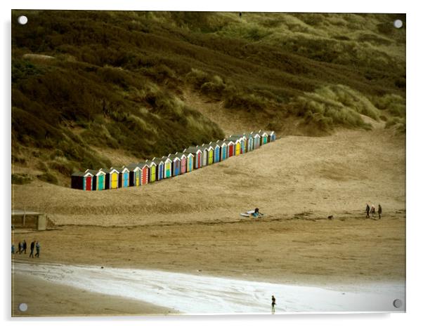 Colourful Beach huts on Saunton Sands  Acrylic by graham young