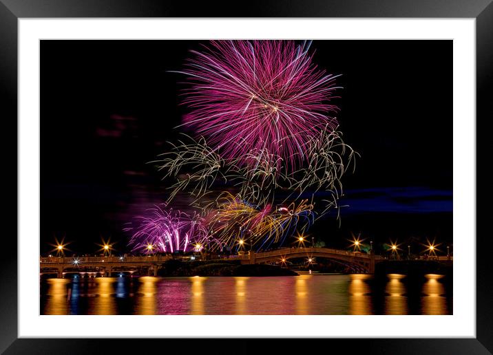 Fireworks Framed Mounted Print by Roger Green