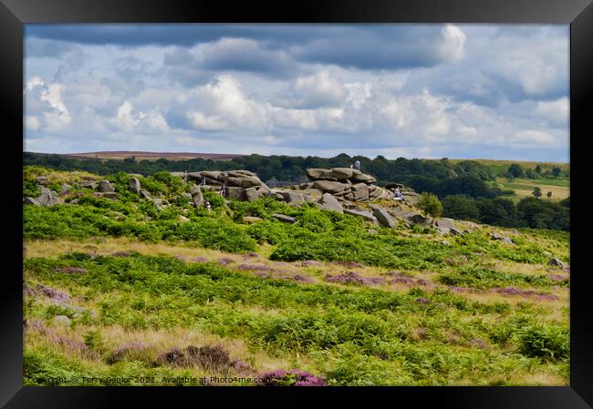 Rocky outcrop in the Derbyshire Peak District Framed Print by Terry Senior