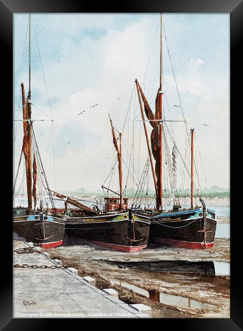 Thames Barges Framed Print by Ian Merton