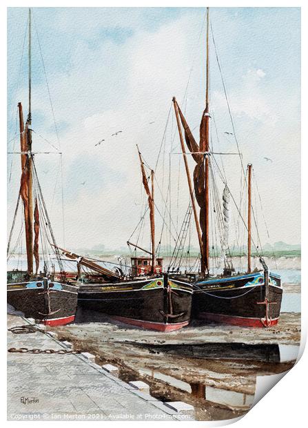 Thames Barges Print by Ian Merton