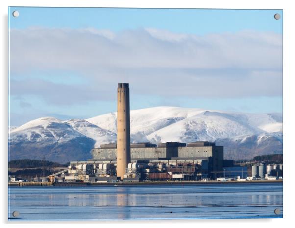 Longannet Power Station. Acrylic by Tommy Dickson