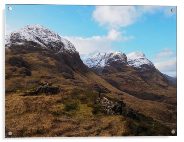 Three Sisters, Glen Coe. Acrylic by Tommy Dickson