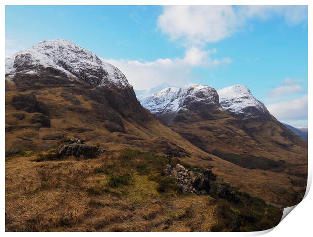 Three Sisters, Glen Coe. Print by Tommy Dickson