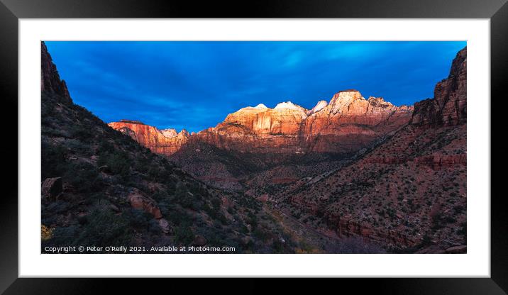First Light, Zion National Park Framed Mounted Print by Peter O'Reilly