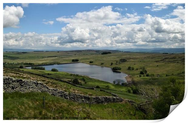 View down over Wet Sleddale Reservoir  Print by Peter Wiseman