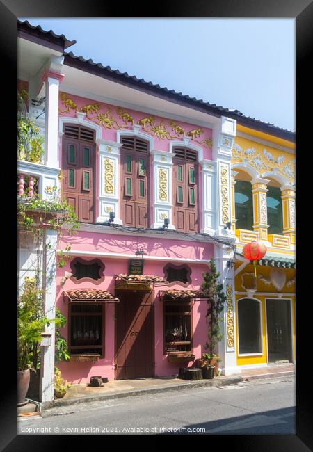 Colourful sino portuguese architecture in Soi Roma Framed Print by Kevin Hellon