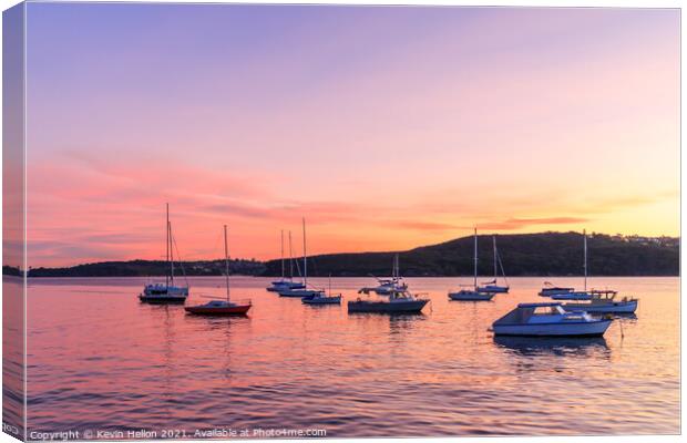 Sunset over Manly harbour Canvas Print by Kevin Hellon