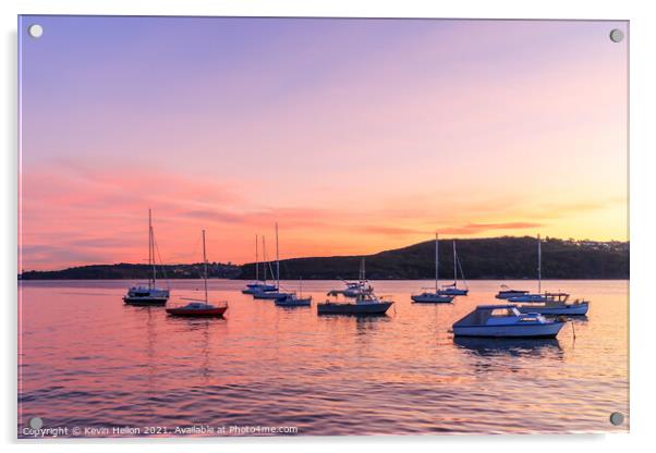 Sunset over Manly harbour Acrylic by Kevin Hellon