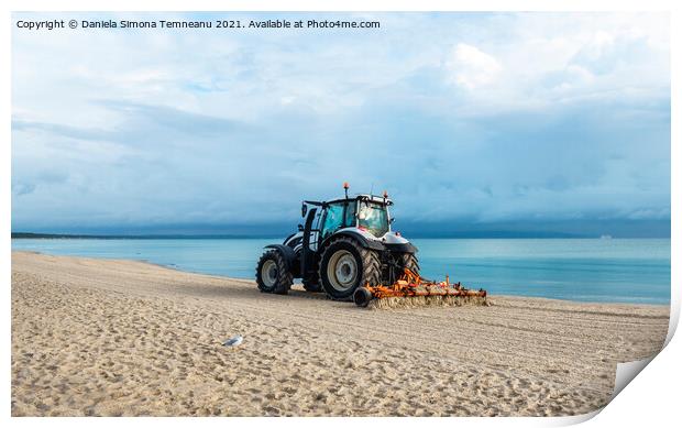 Tractor on Rugen island beach Print by Daniela Simona Temneanu