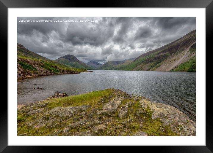 cloudy day at Wastwater in the Lake District Framed Mounted Print by Derek Daniel