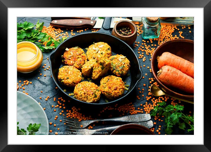 Vegetarian carrot and lentil cutlets Framed Mounted Print by Mykola Lunov Mykola