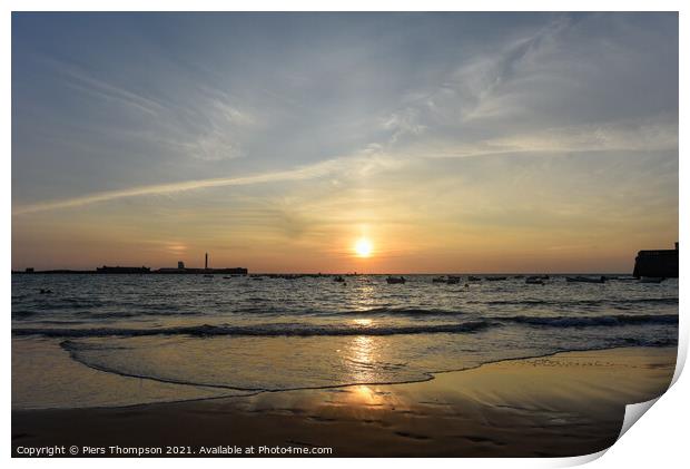 Playa La Caleta, in Cadiz, Spain Print by Piers Thompson