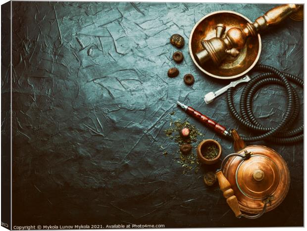 Smoking hookah with tea Canvas Print by Mykola Lunov Mykola
