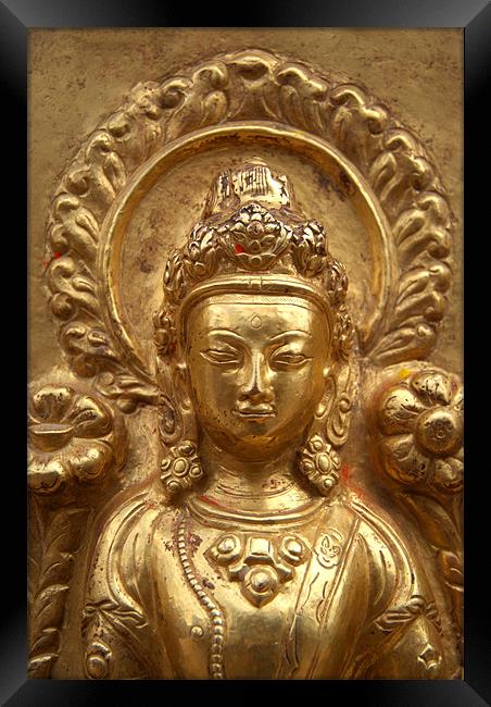 Gilded Buddha Image Swayambhu Framed Print by Serena Bowles