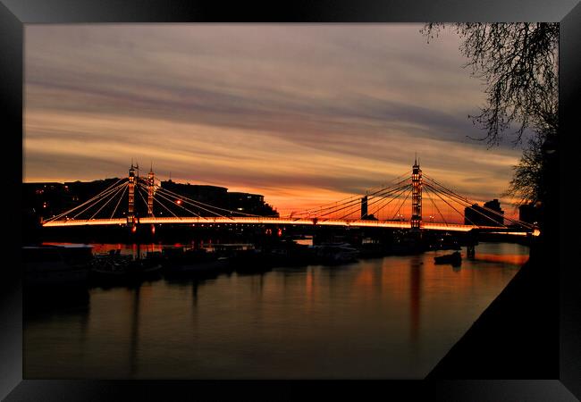Albert Bridge Sunset River Thames London Framed Print by Andy Evans Photos